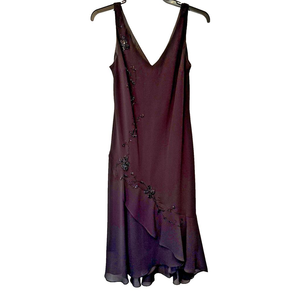 90s Y2K Beaded Asymmetrical Hem Dress Size 14 Fairy Whimsygoth Witchy Grunge - Picture 1 of 5